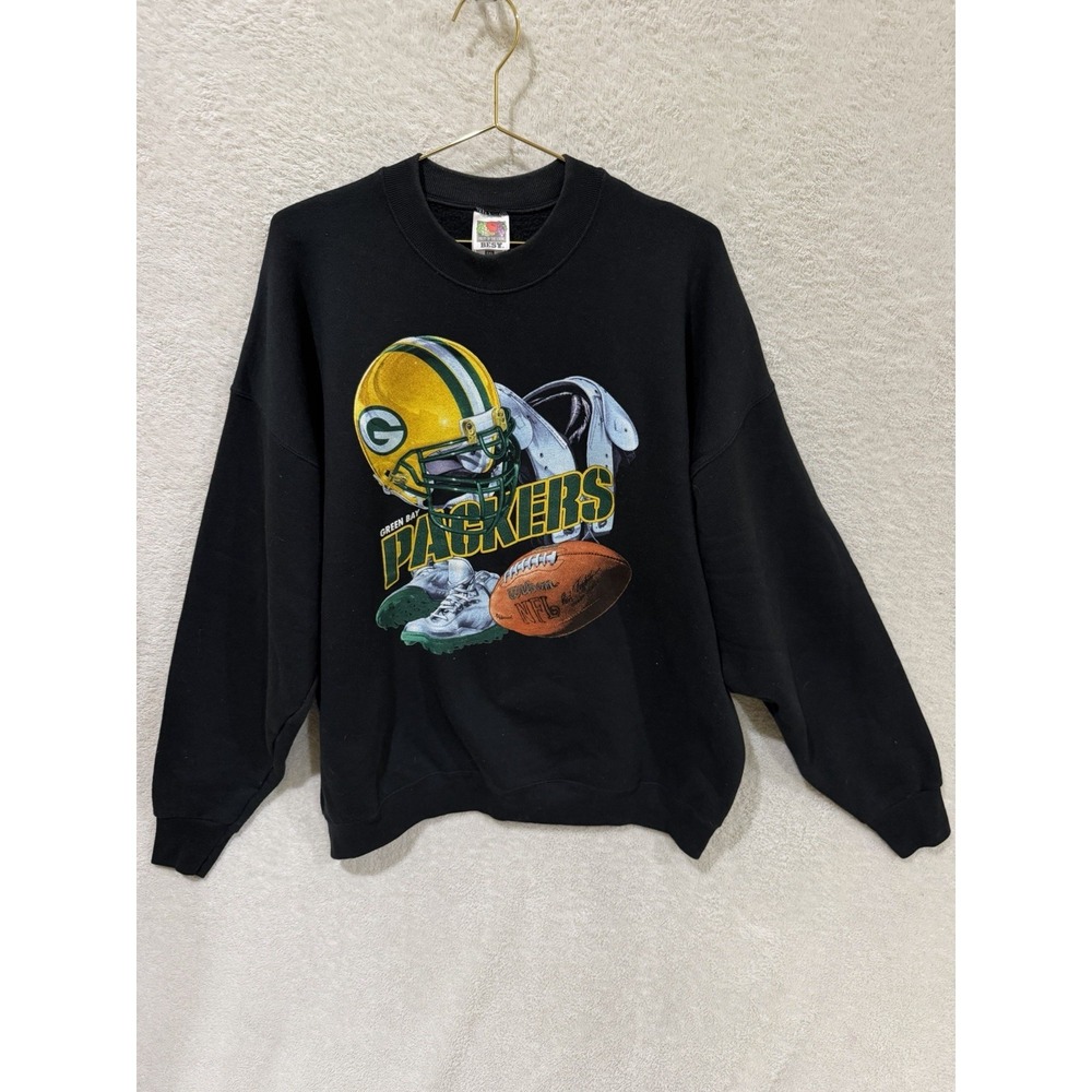 Vintage 90s Greenโ Bay Packers Sweatshirt Mens XXL Black NFL Football Crewneck